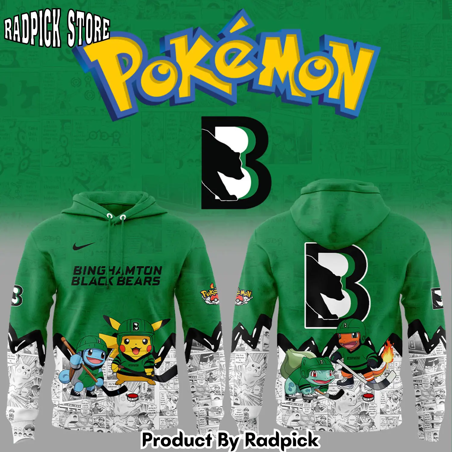Binghamton black bears x pokemon new hoodie joggers hoodie and long pants set rp291909